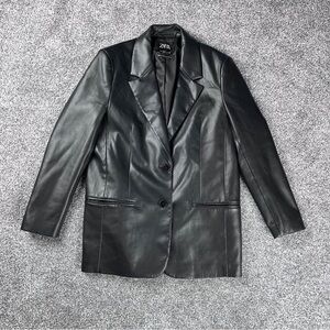 Zara Women's Black Leather Blazer Size M